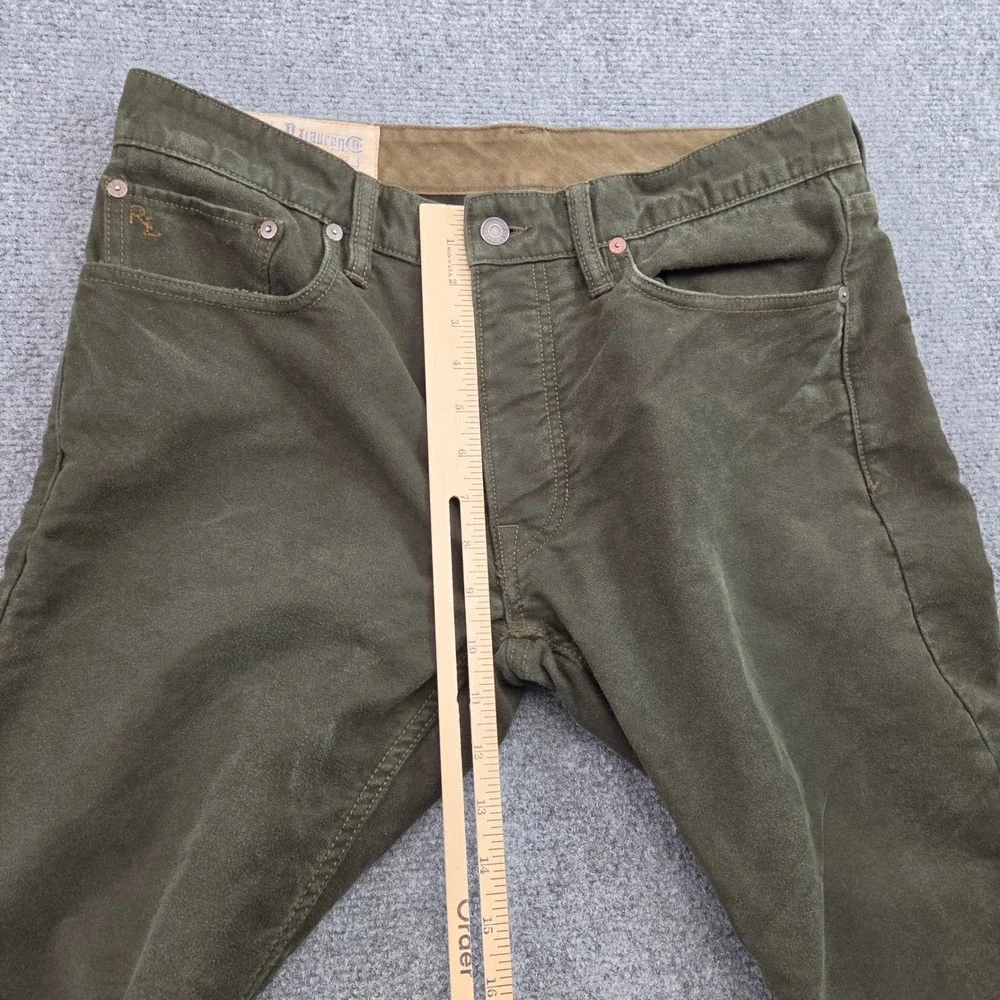 Vintage Polo Ralph Lauren Pants 32x32 Olive Green Sueded Cotton Straight Leg 90s